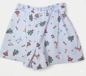 NEW Pretty Garbage L Sweat Lounge Pajama Shorts Christmas Cozy Casual